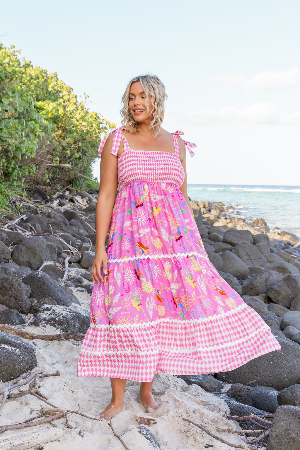 Allegra Dress in Serena/Sorrento Pink