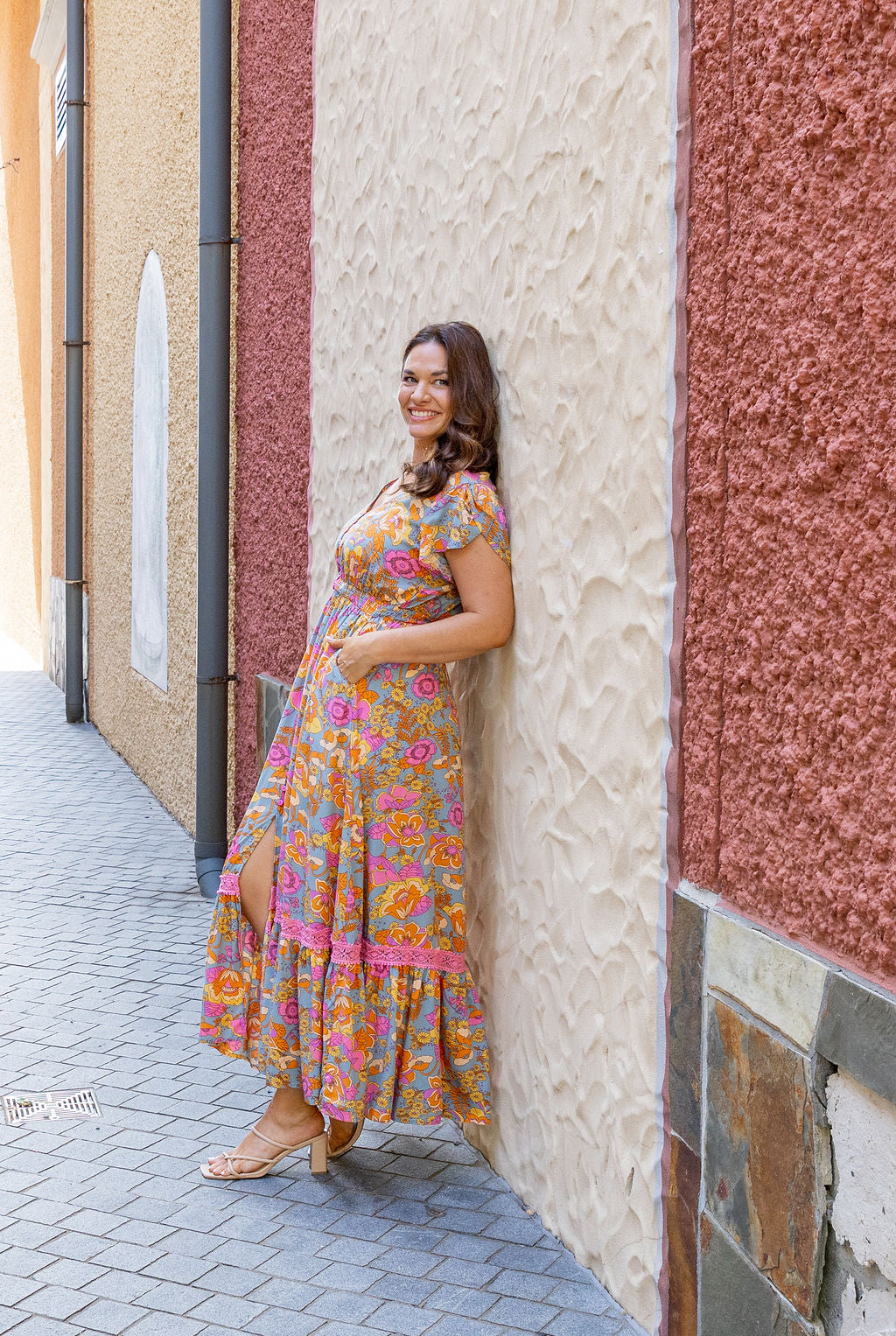 Louisa Maxi Dress in Ash Mixed Floral