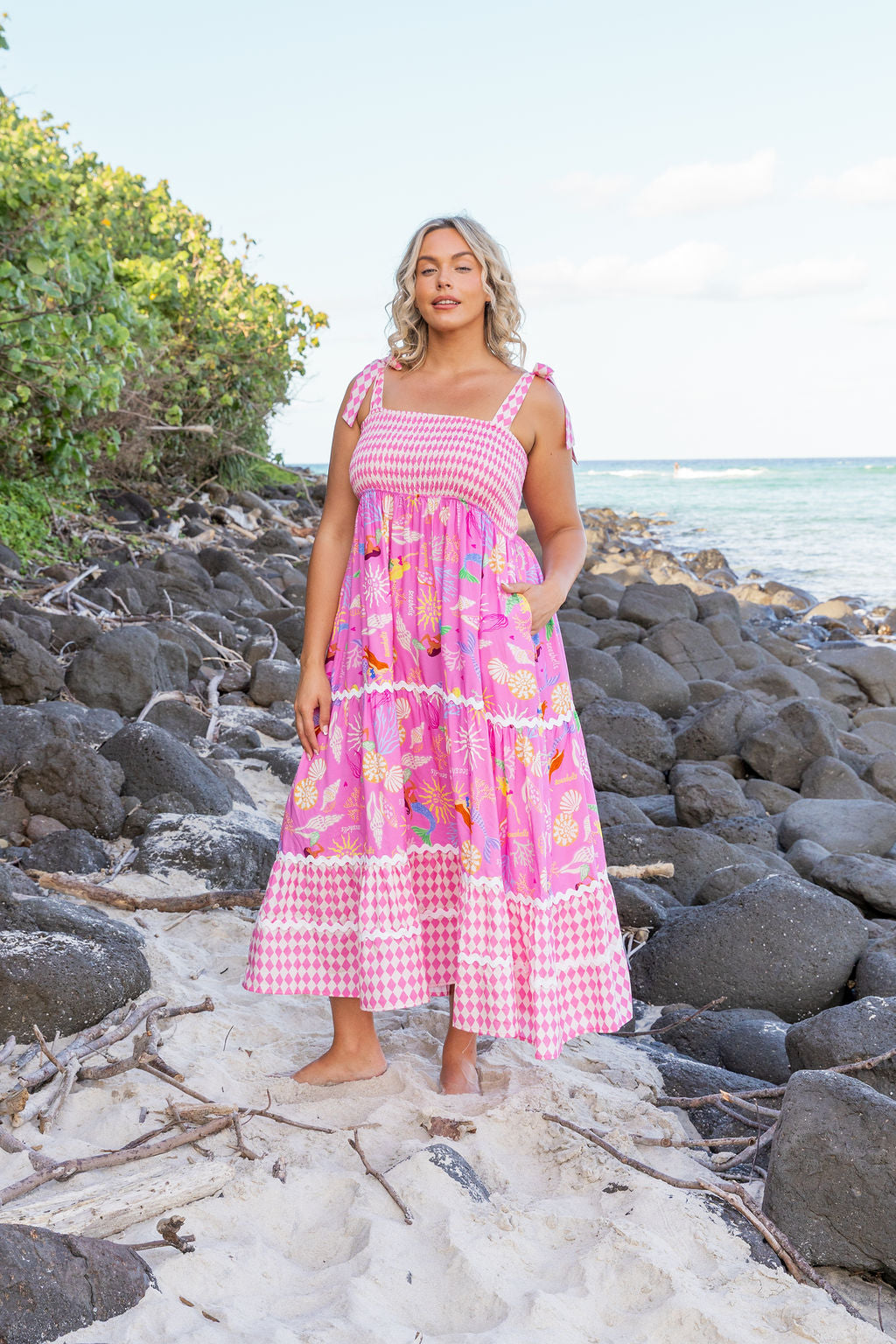 Allegra Dress in Serena/Sorrento Pink