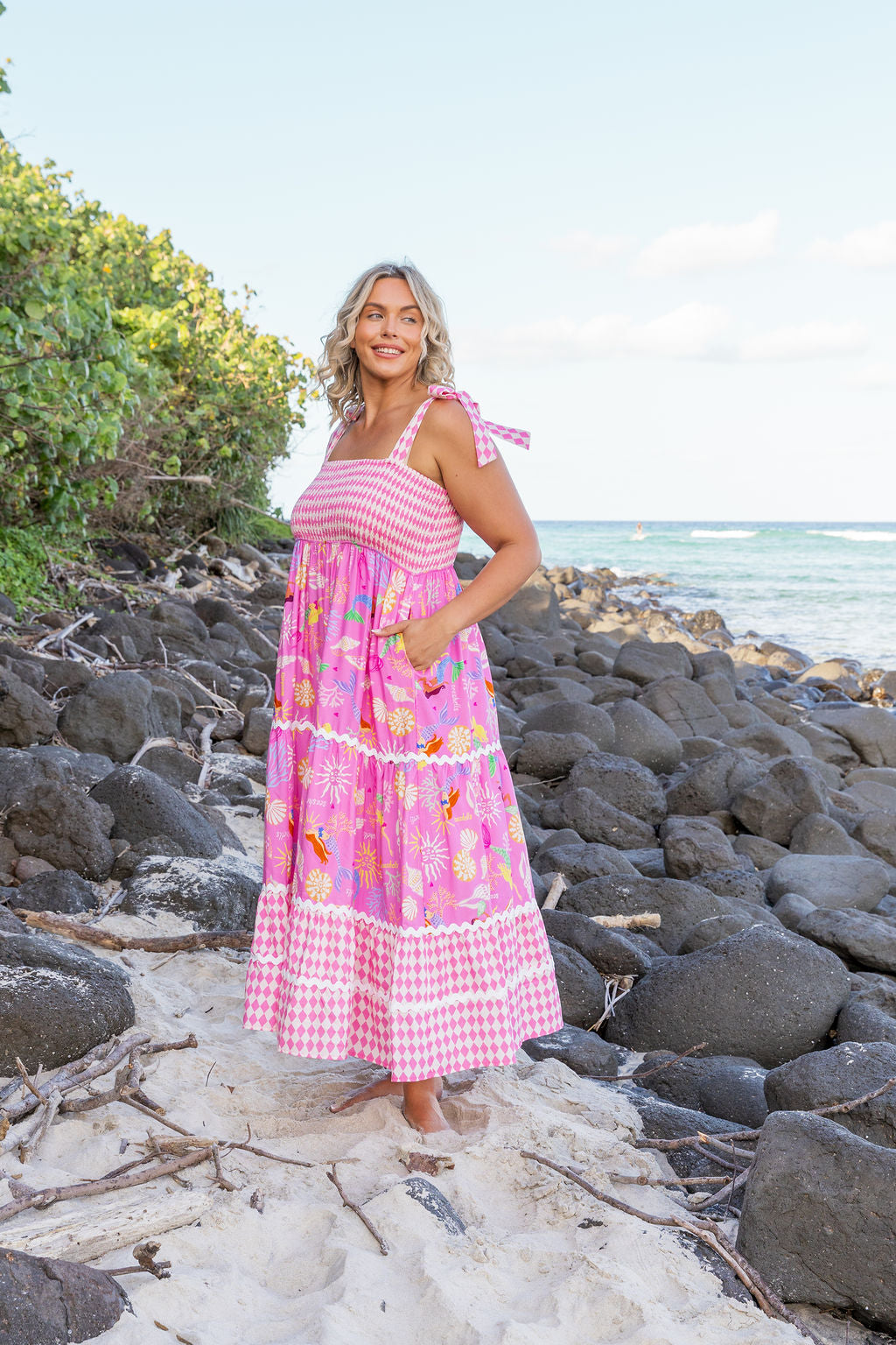 Allegra Dress in Serena/Sorrento Pink