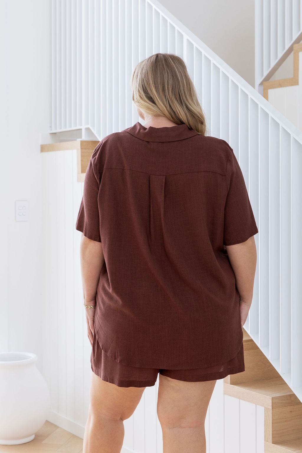 Samara Linen Blend Shirt in Chocolate