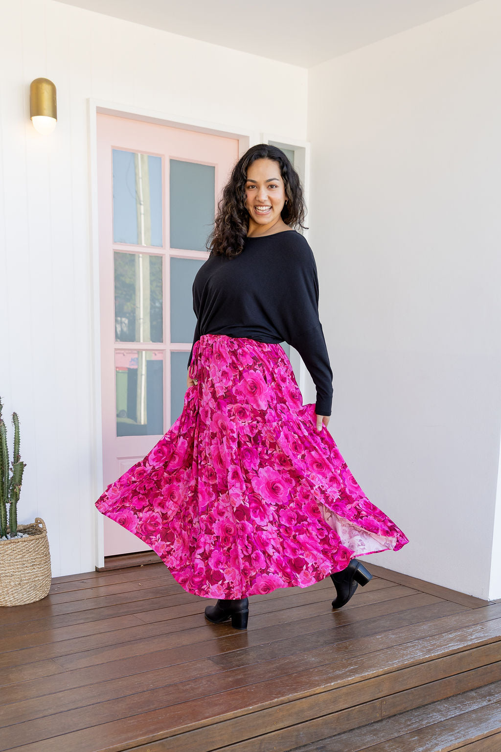Carrie Skirt In Pink Roses