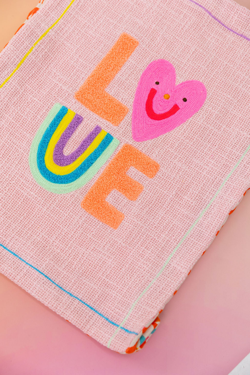 Love Pink Woven Tote Bag