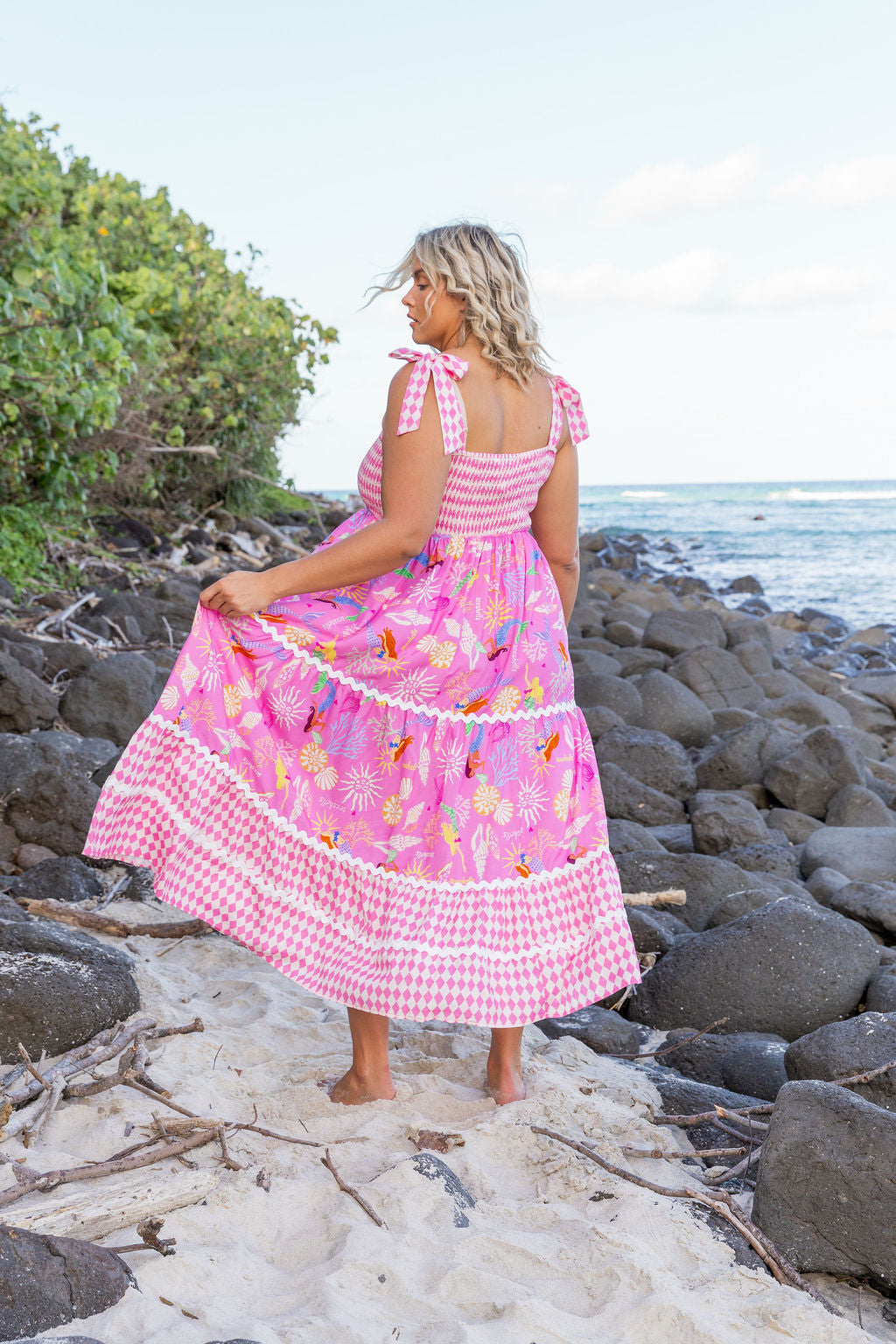 Allegra Dress in Serena/Sorrento Pink