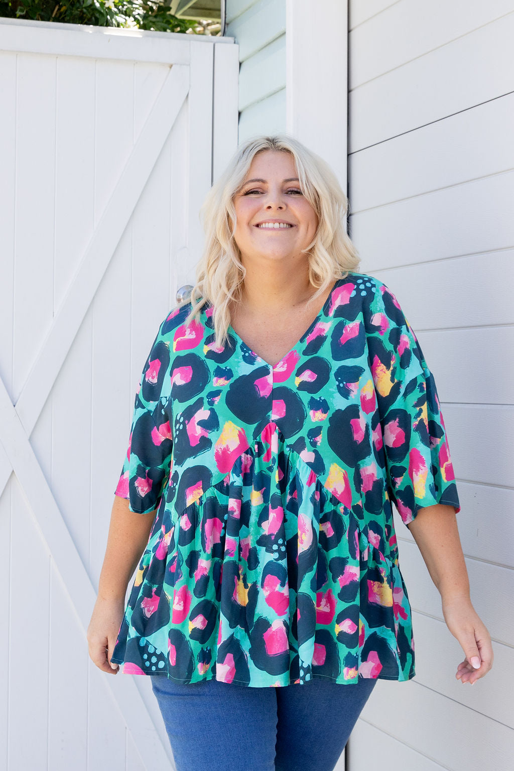 Peak Top in Green Leopard by Kasey Rainbow