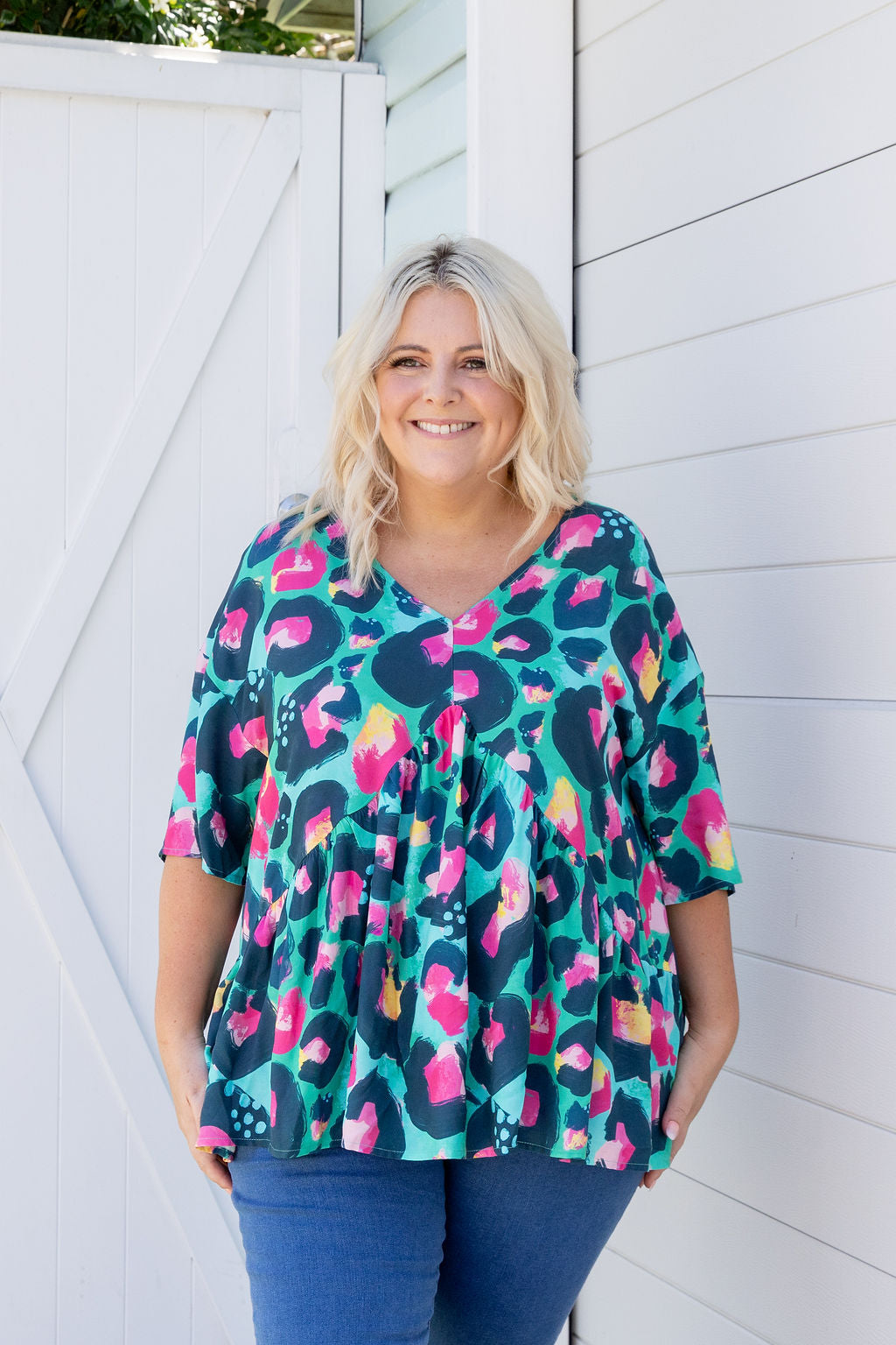 Peak Top in Green Leopard by Kasey Rainbow