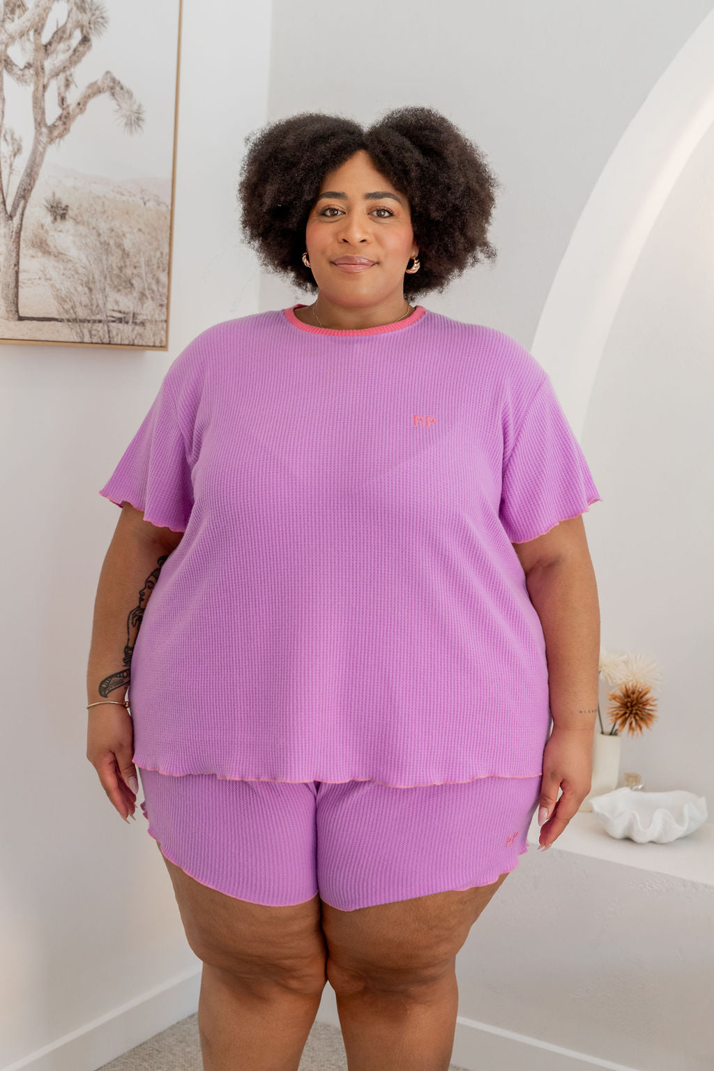 Georgina Waffle Sleepwear Set in Purple
