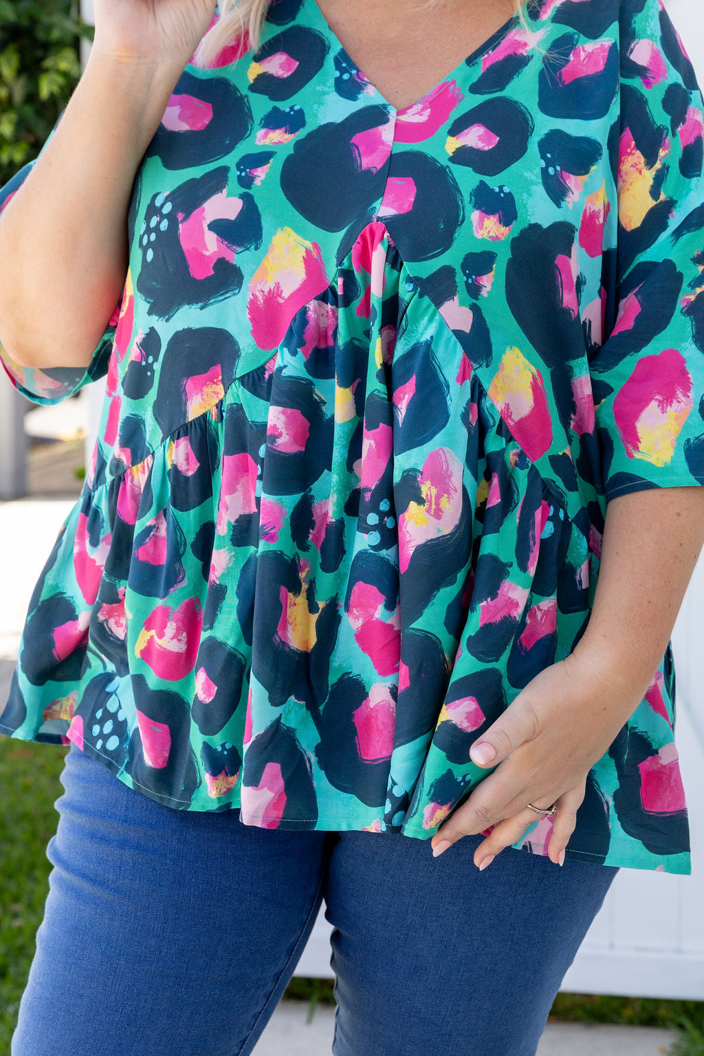 Peak Top in Green Leopard by Kasey Rainbow