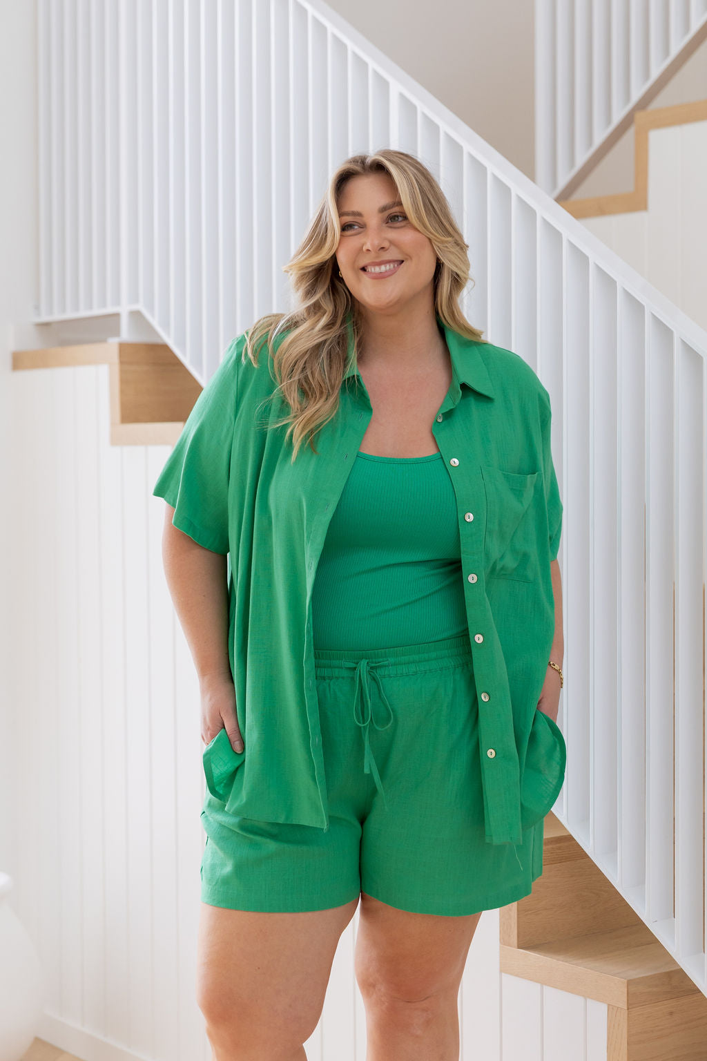 Samara Linen Blend Shirt in Apple