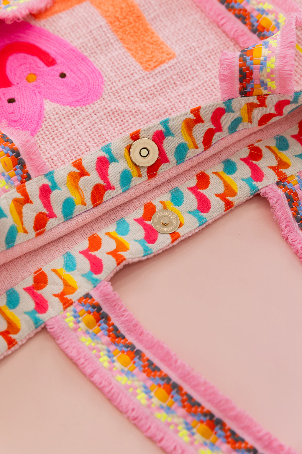 Love Pink Woven Tote Bag