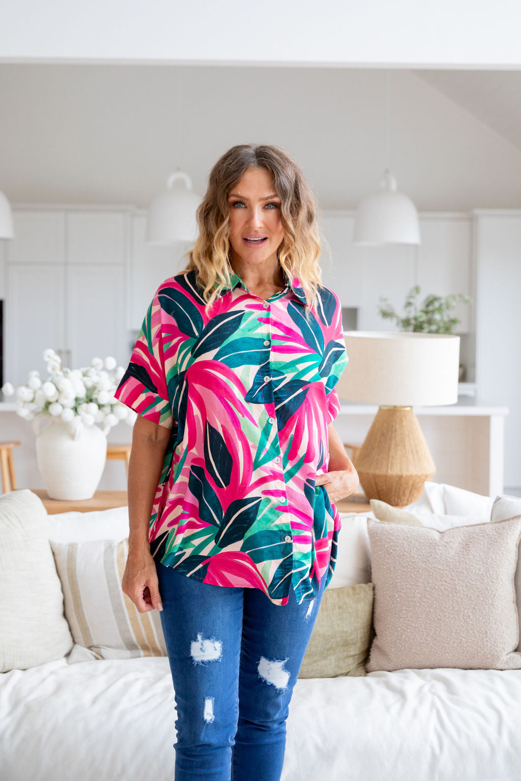 Tammin Shirt in Jungle Pink