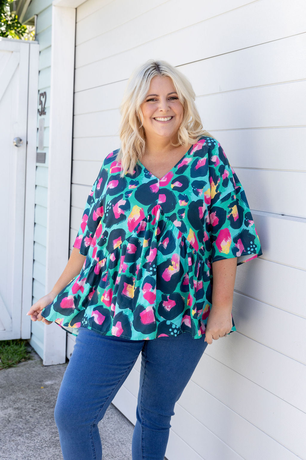 Peak Top in Green Leopard by Kasey Rainbow