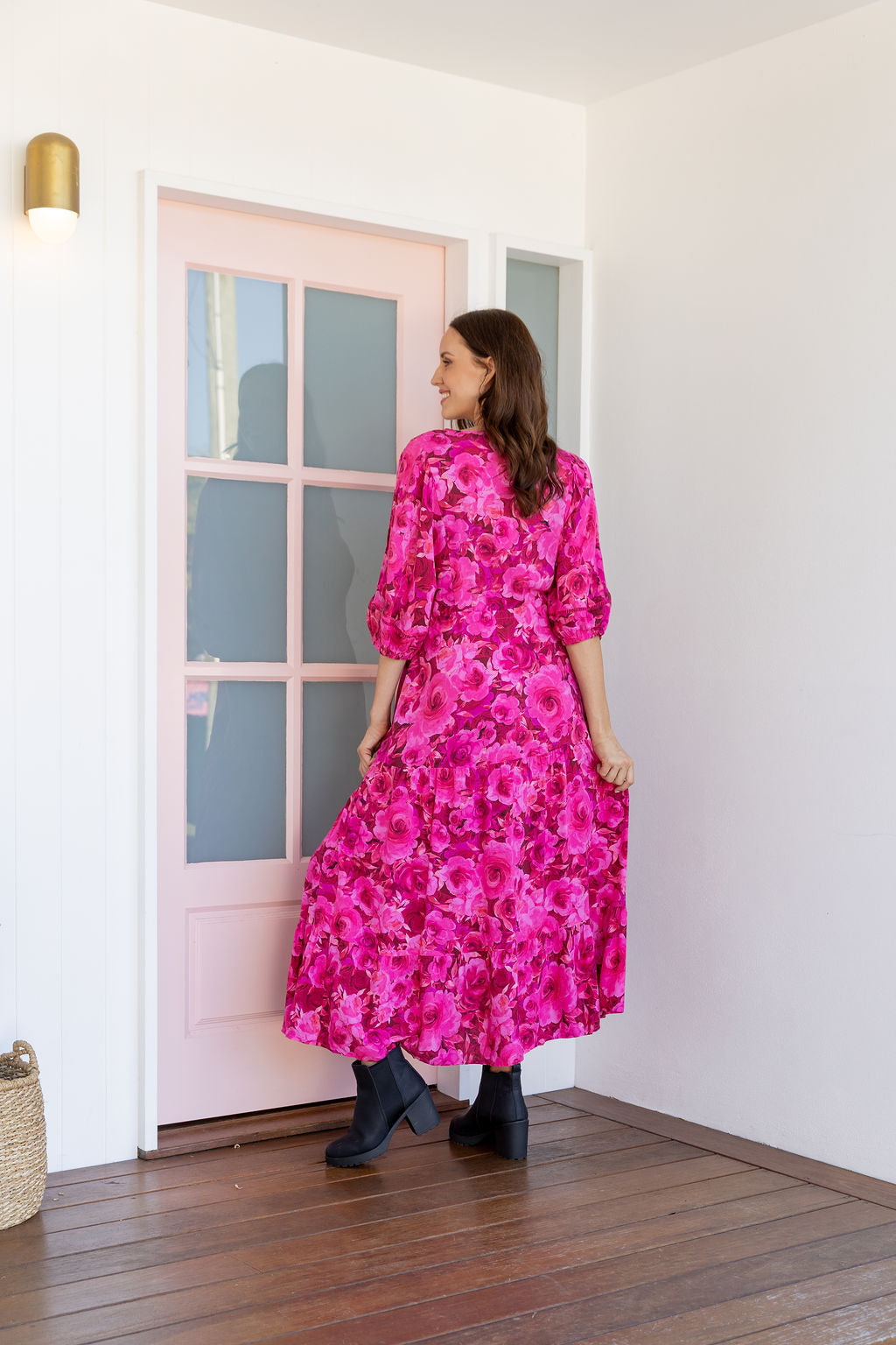 Addison Maxi Dress In Pink Roses
