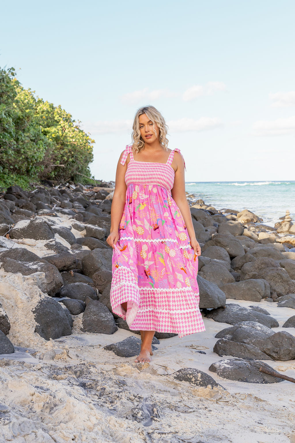 Allegra Dress in Serena/Sorrento Pink