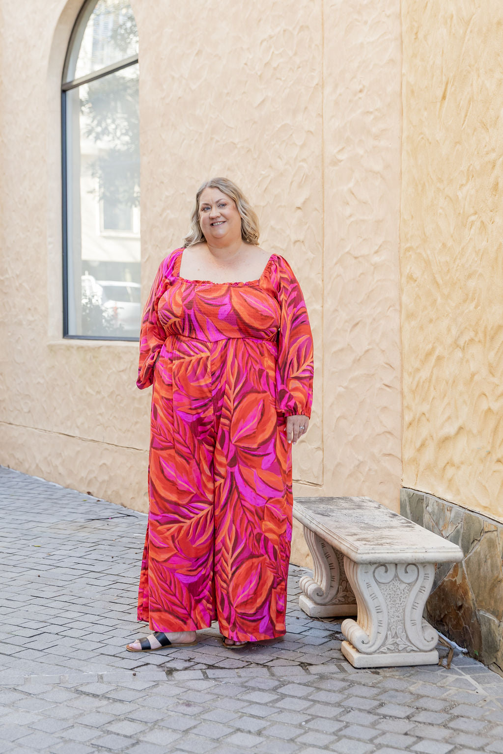 Long Sleeve Blush Jumpsuit Plus Size Save Big On Bulk Plus Size