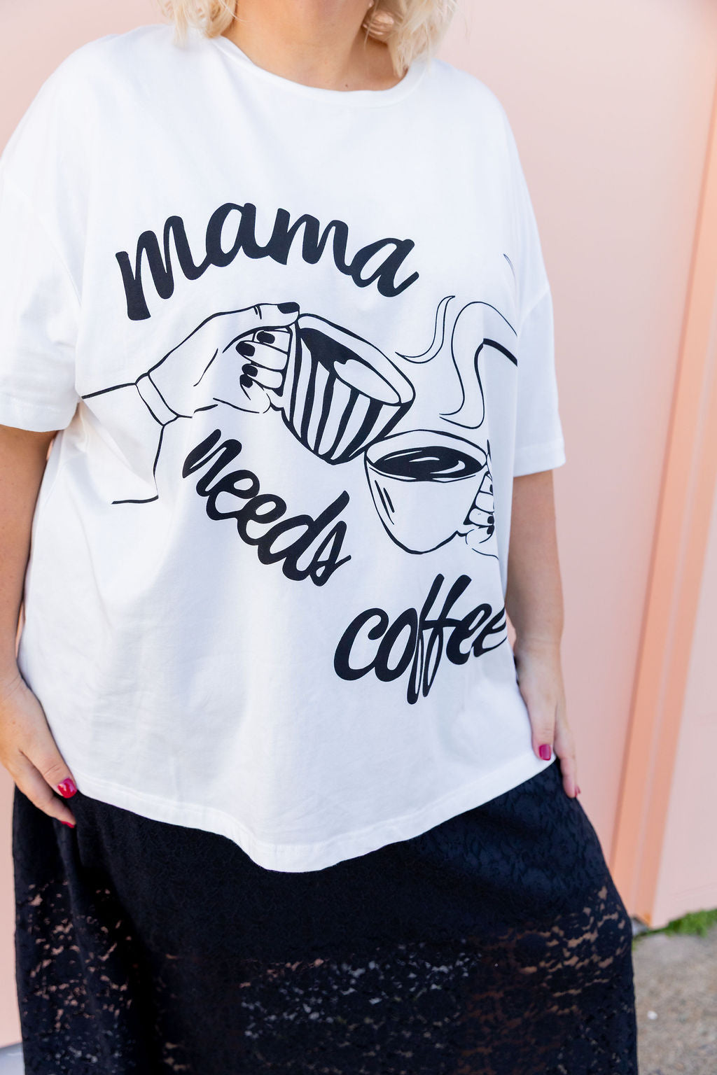 Mamma Needs Coffee Tee in White
