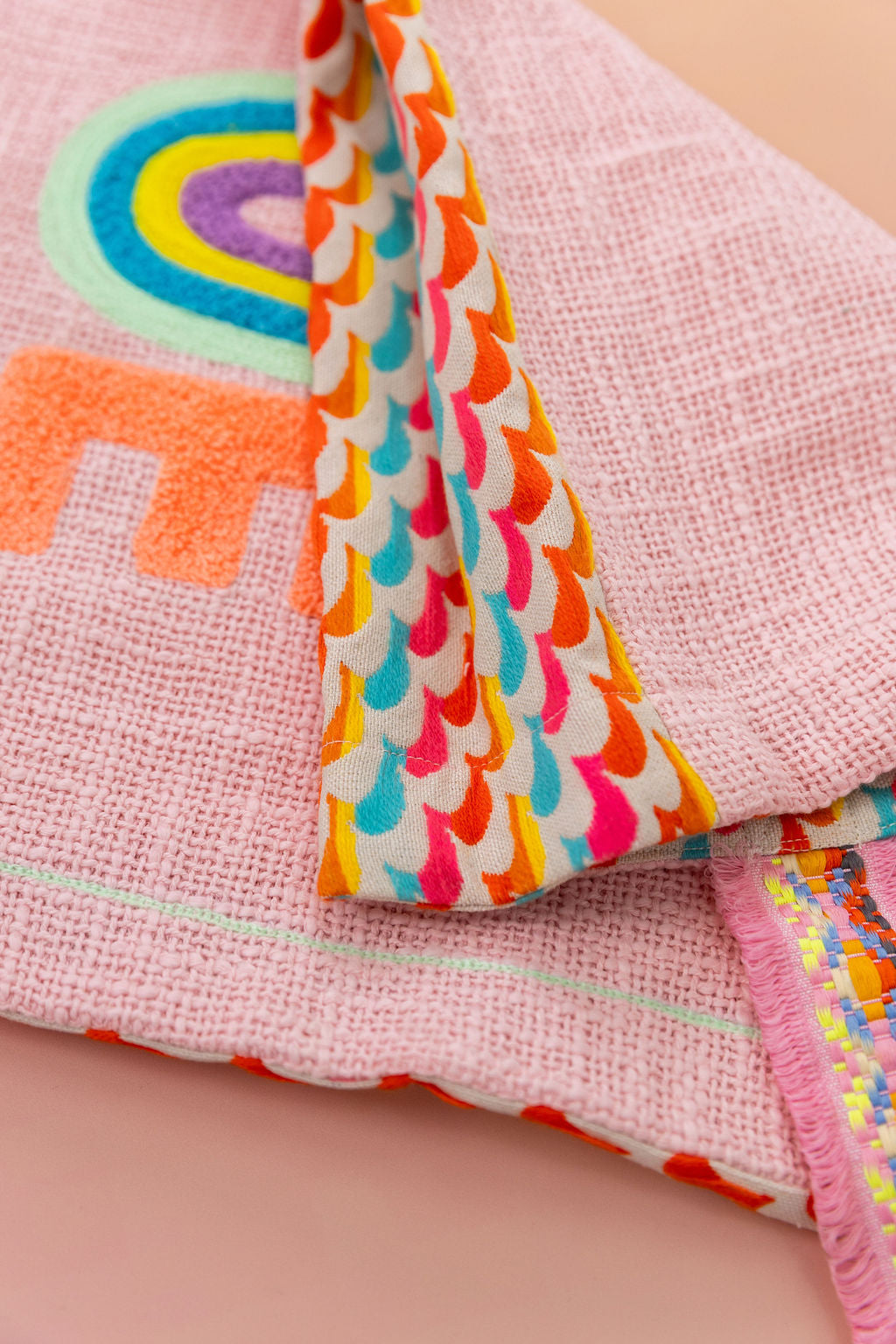 Love Pink Woven Tote Bag