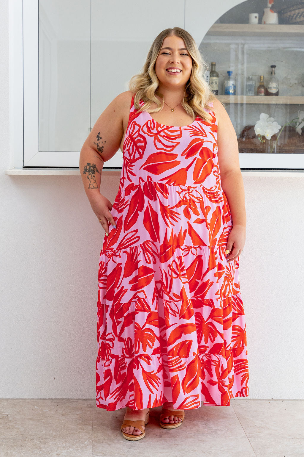 Ronnie Maxi Dress in Blush Fern