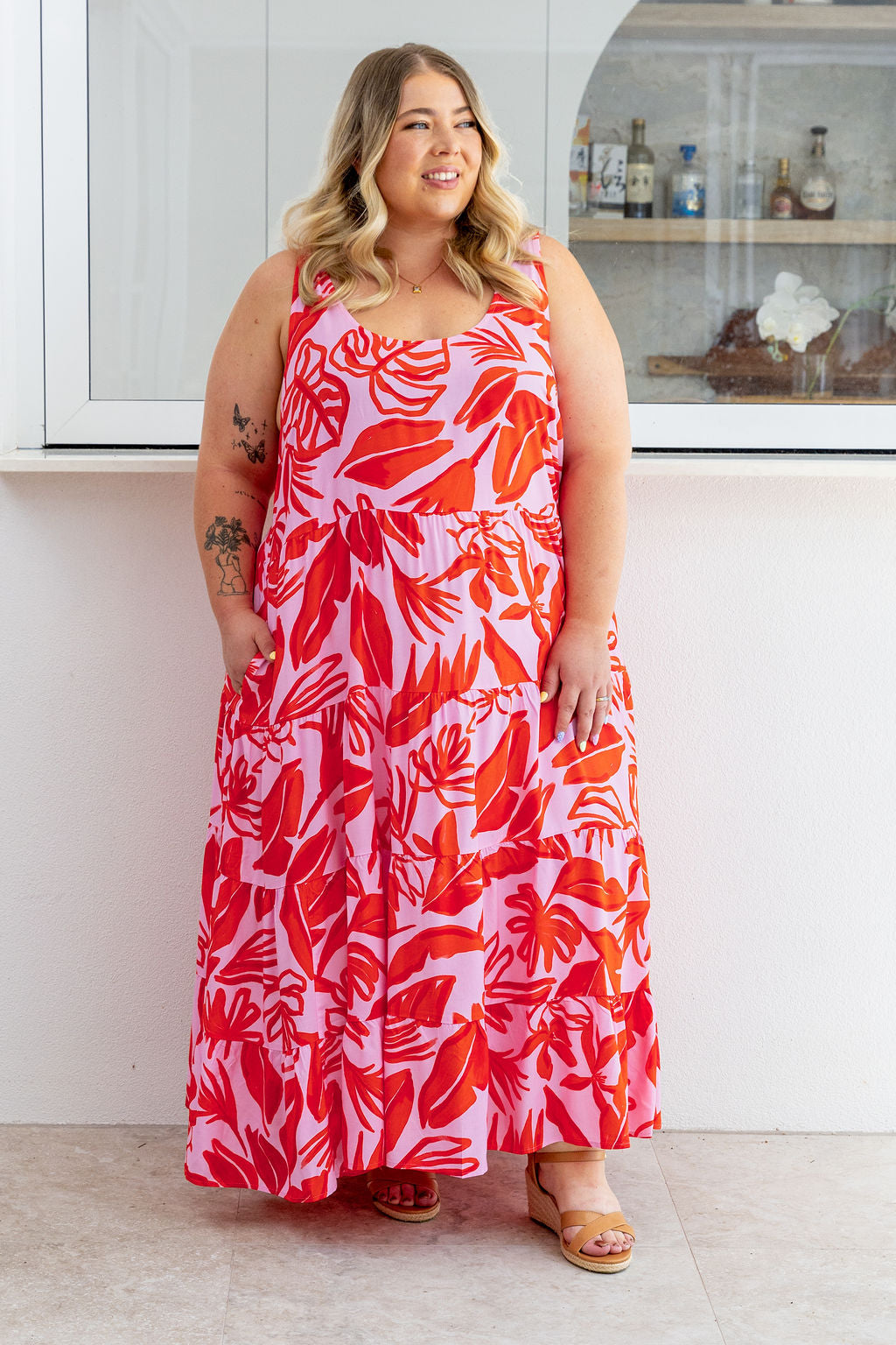 Ronnie Maxi Dress in Blush Fern