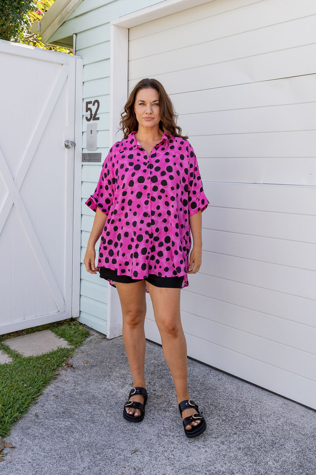 Tammin Shirt in Pink Cheetah by Kasey Rainbow