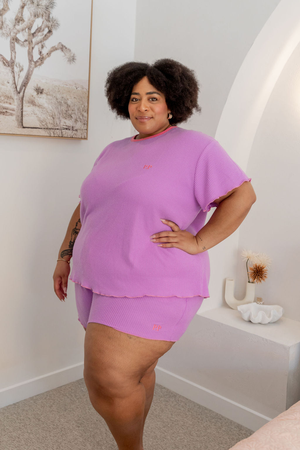 Georgina Waffle Sleepwear Set in Purple