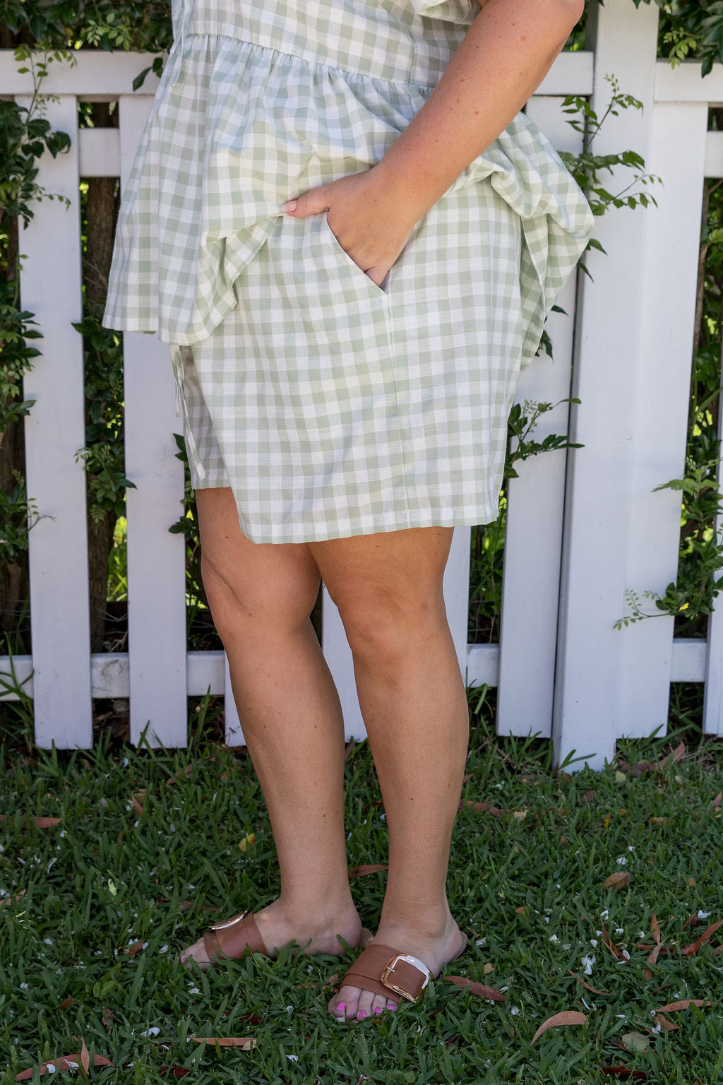 Harlow Short in Sage Gingham