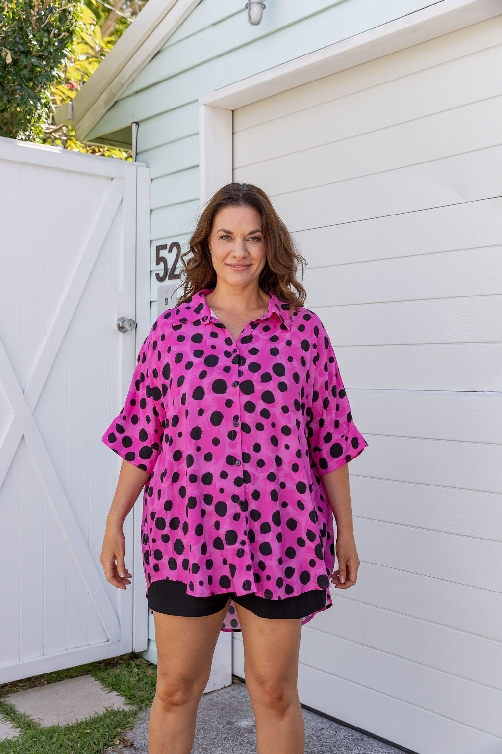 Tammin Shirt in Pink Cheetah by Kasey Rainbow