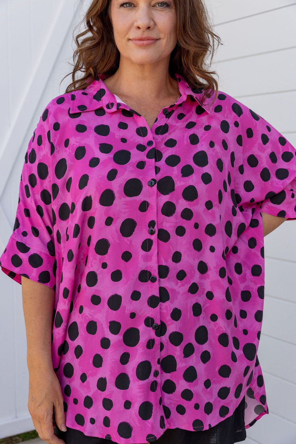 Tammin Shirt in Pink Cheetah by Kasey Rainbow