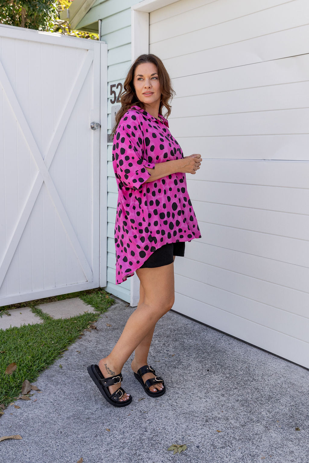 Tammin Shirt in Pink Cheetah by Kasey Rainbow