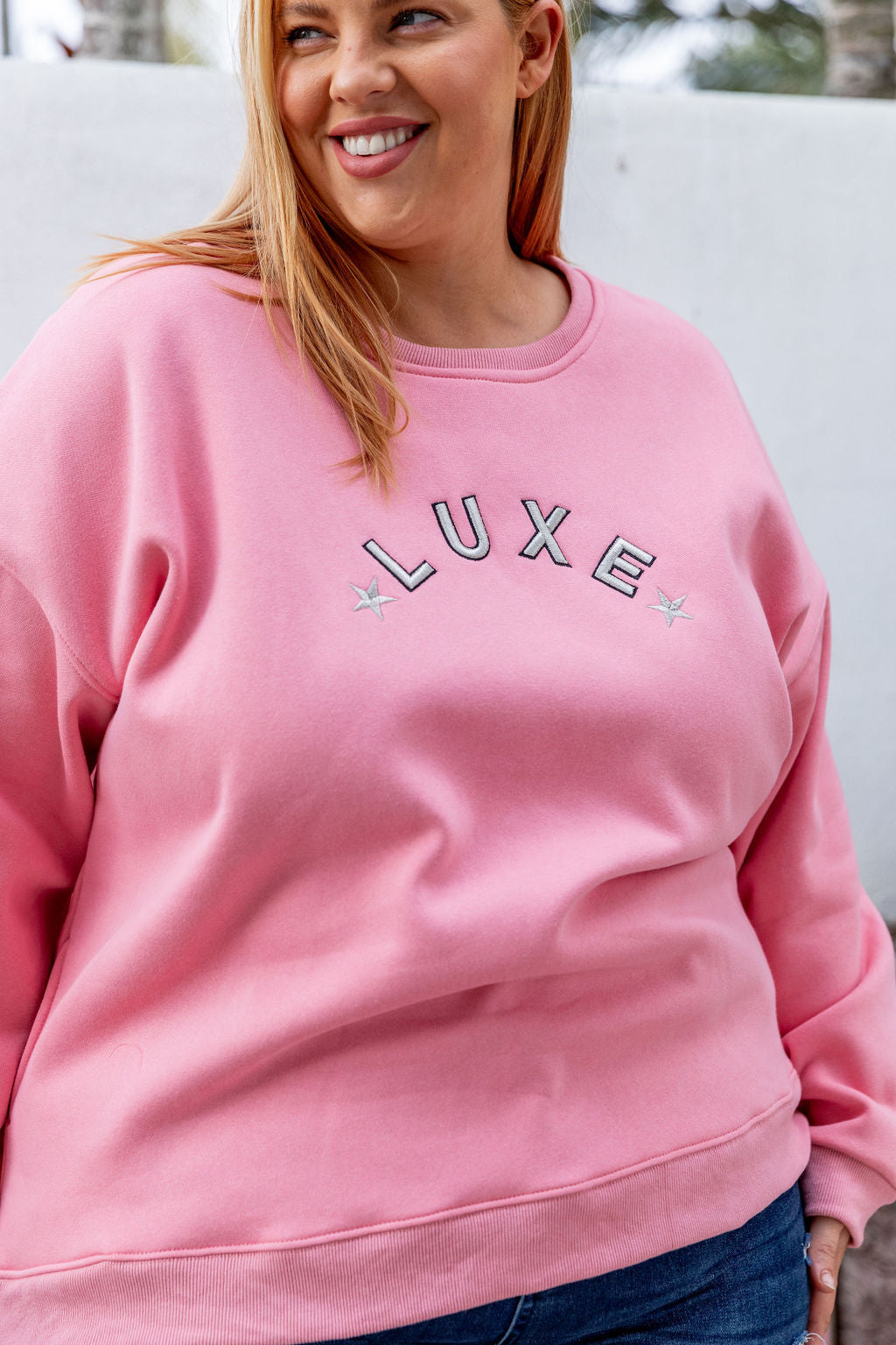 Luxe Crew Jumper in Pink