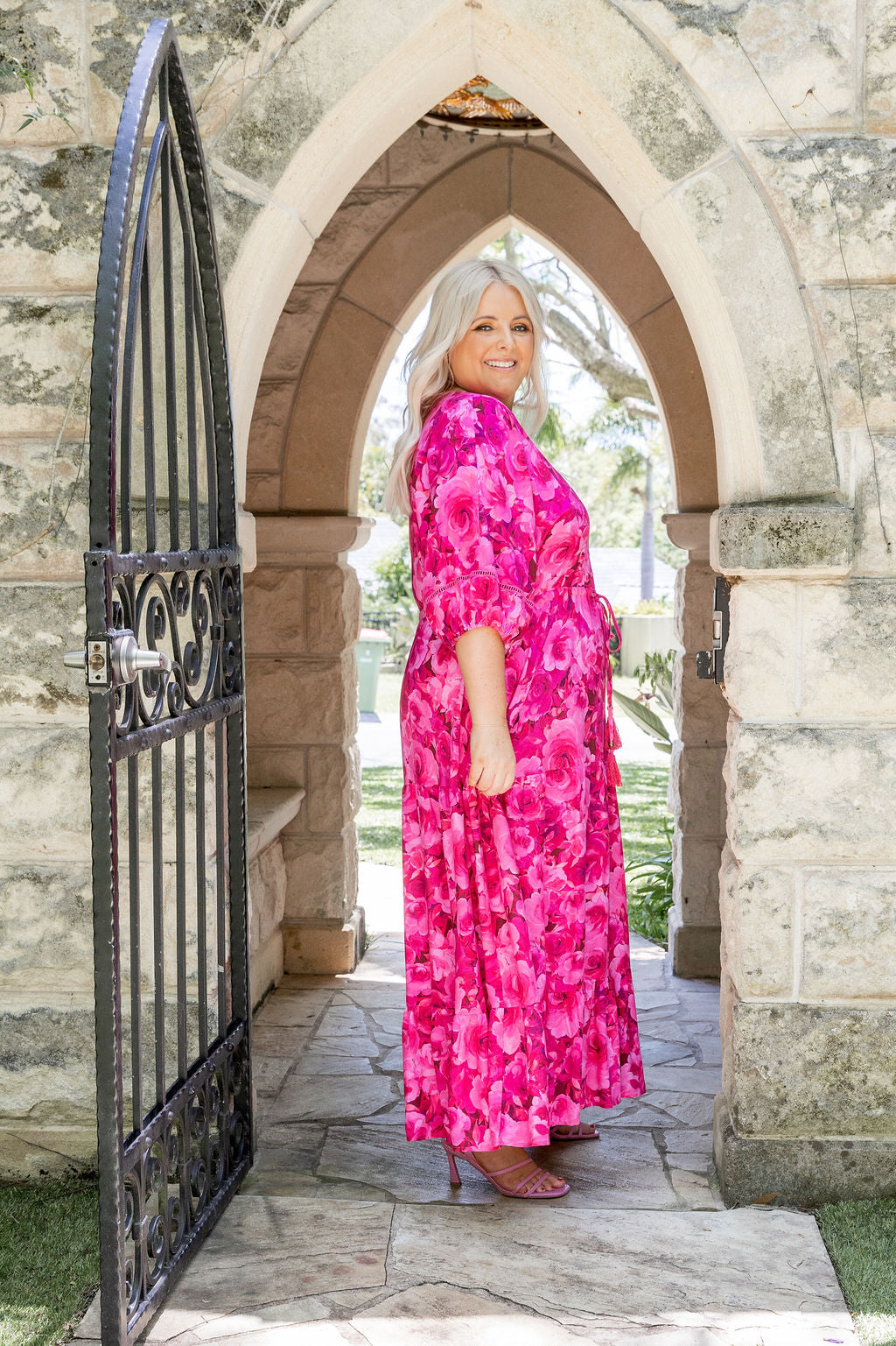 Addison Maxi Dress In Pink Roses