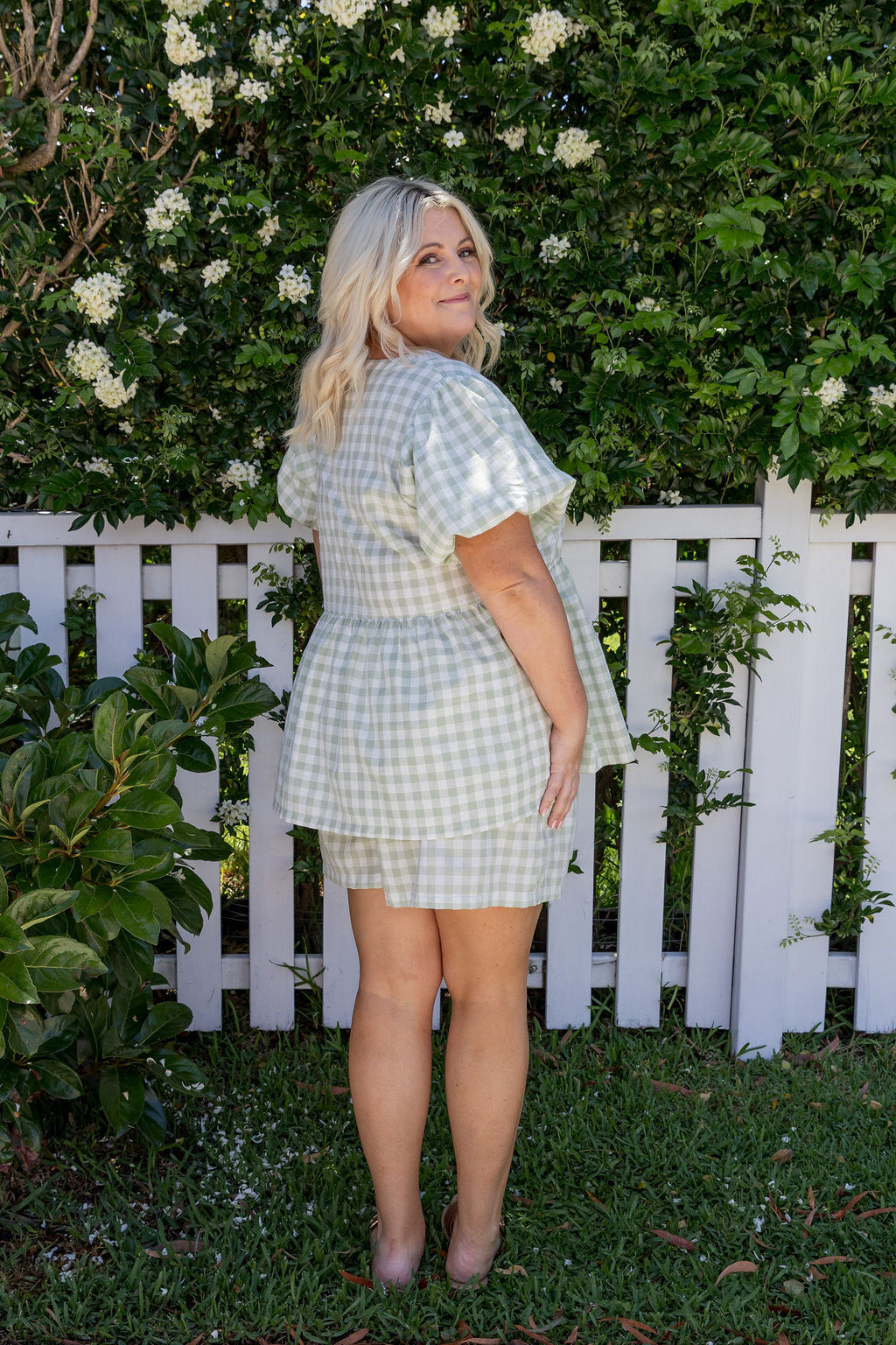 Harlow Short in Sage Gingham
