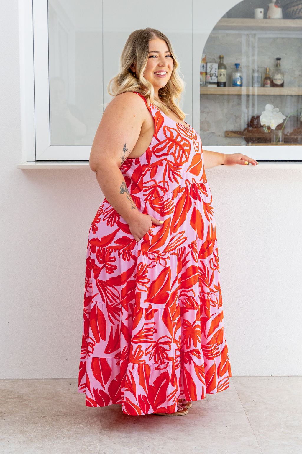 Ronnie Maxi Dress in Blush Fern
