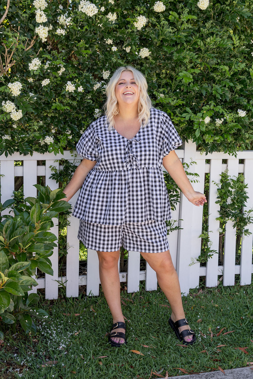 Birdie Top in Black Gingham