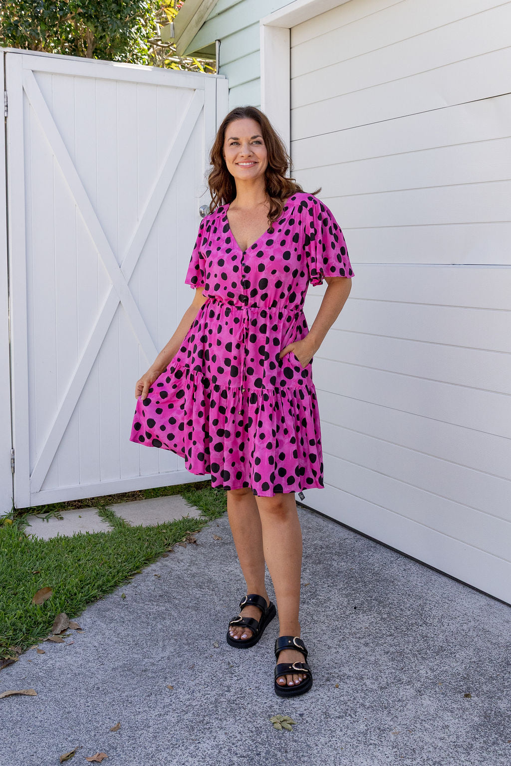 Esmae Dress in Pink Cheetah by Kasey Rainbow