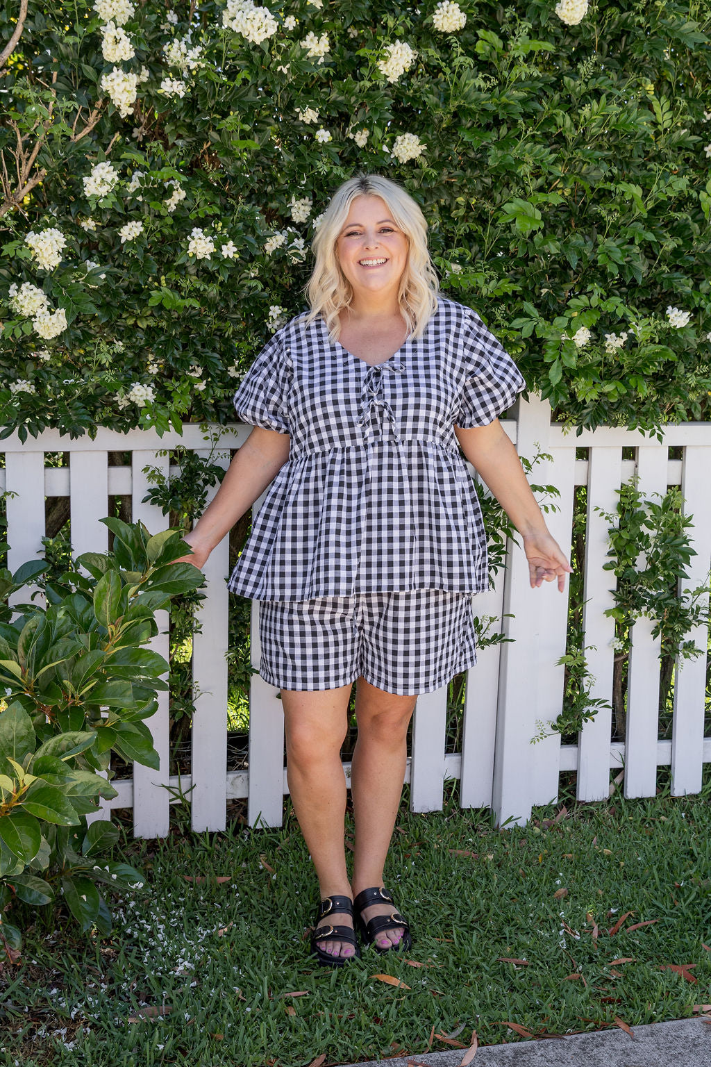 Birdie Top in Black Gingham