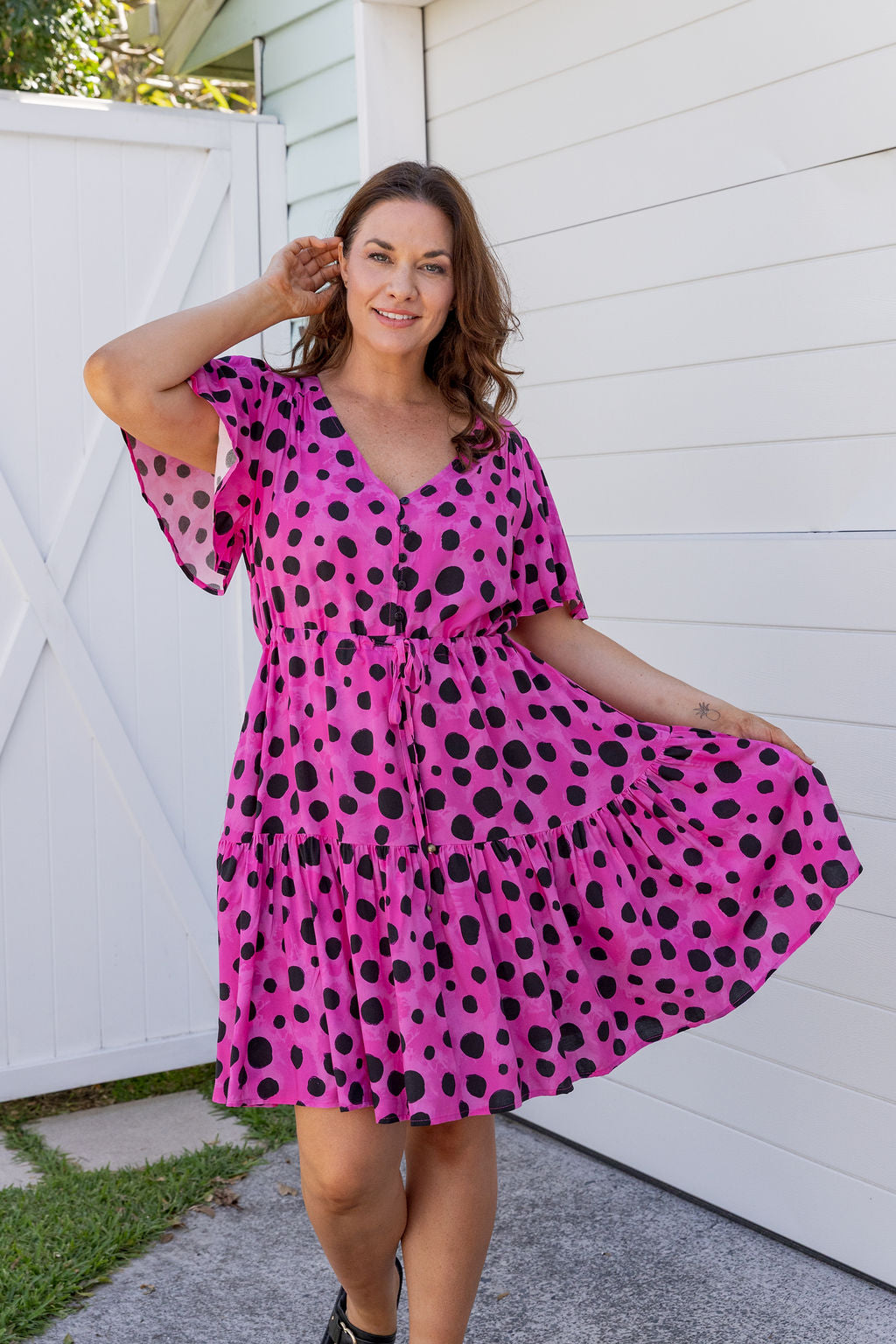 Esmae Dress in Pink Cheetah by Kasey Rainbow