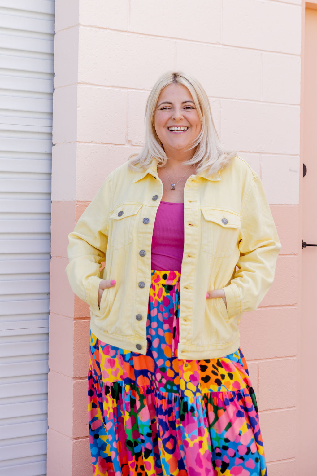 Hayden Boyfriend Denim Jacket in Butter Yellow