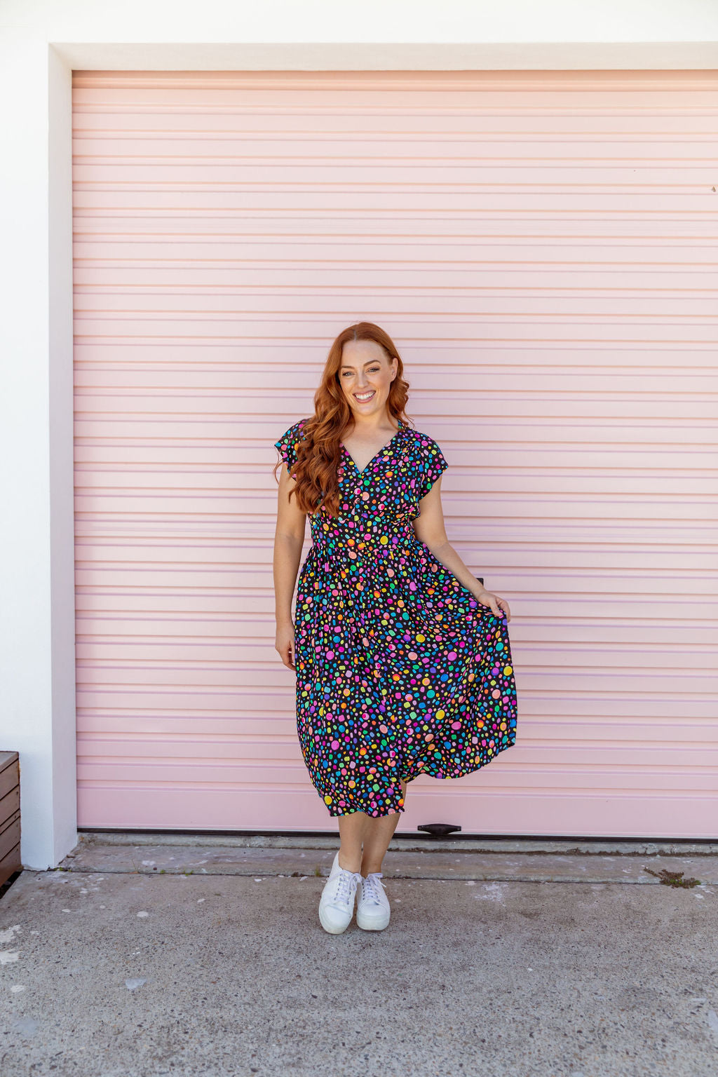 Aurora Midi Dress in Black Pebble by Kasey Rainbow