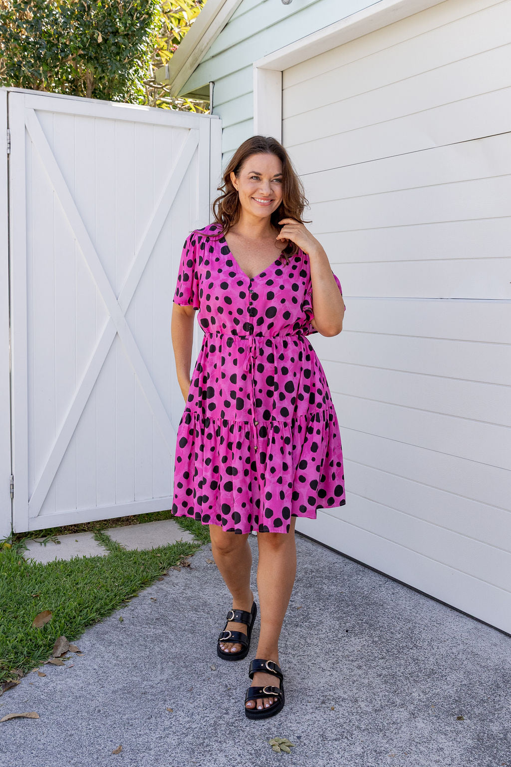 Esmae Dress in Pink Cheetah by Kasey Rainbow