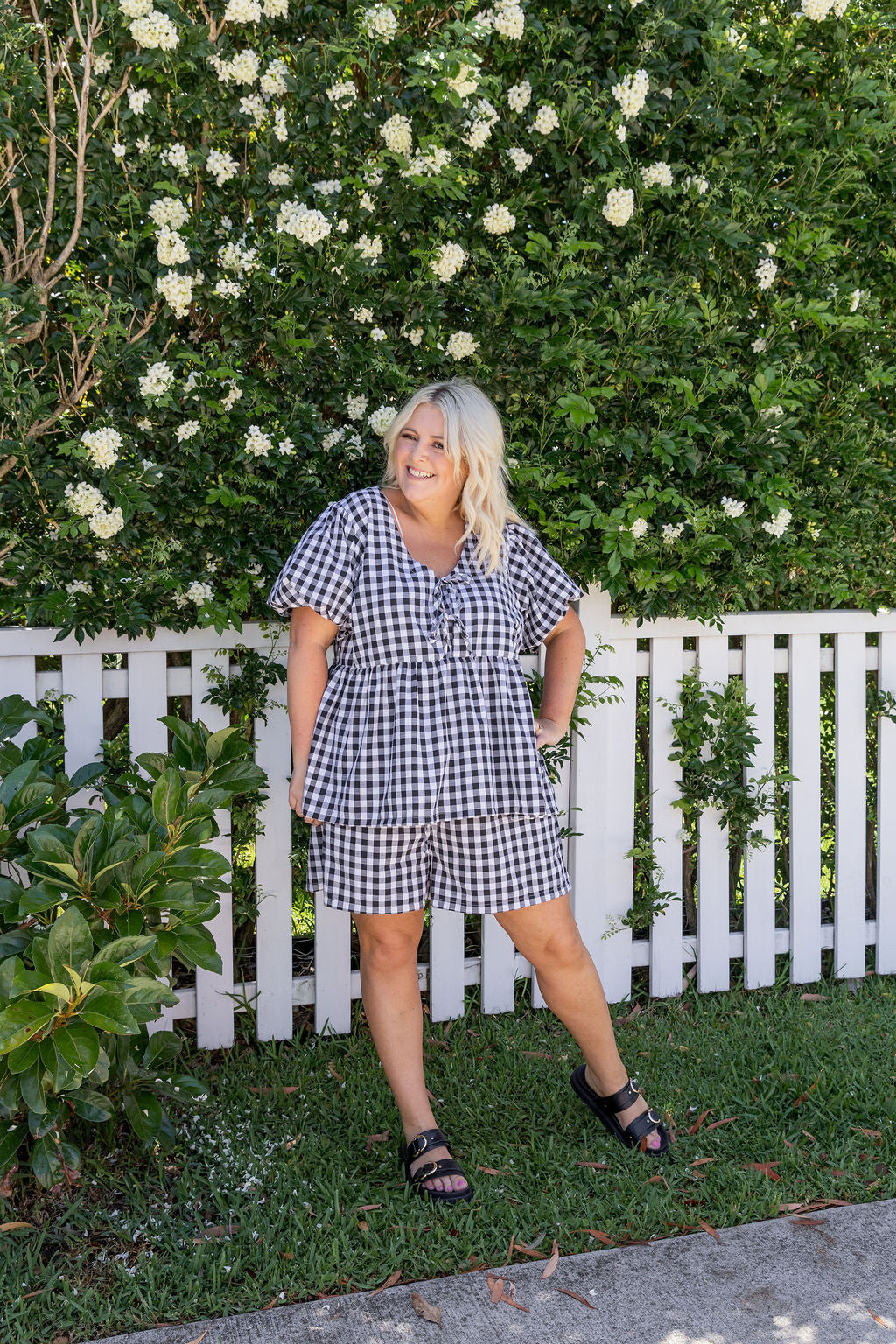 Birdie Top in Black Gingham