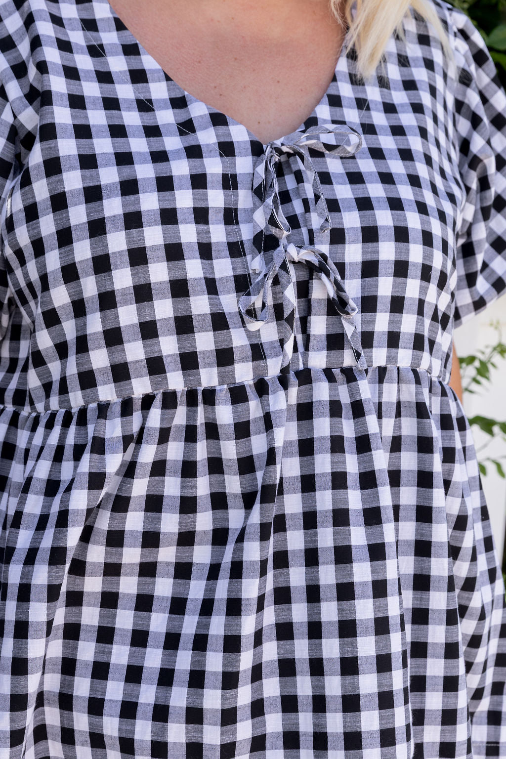 Birdie Top in Black Gingham