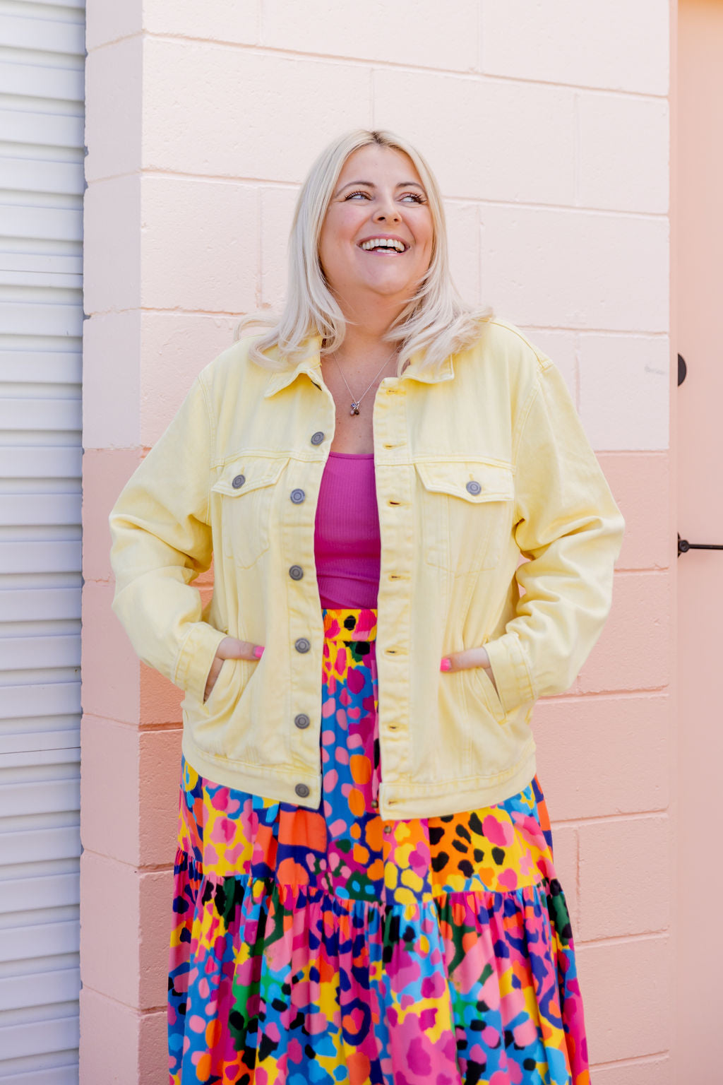 Hayden Boyfriend Denim Jacket in Butter Yellow