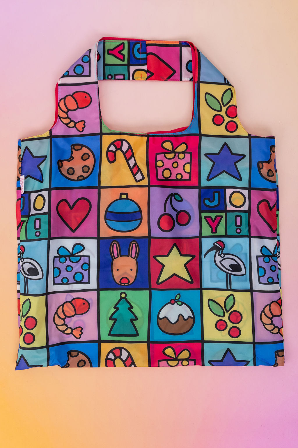 PP Reusable Shopper Bag in Christmas Checkers by Kasey Rainbow