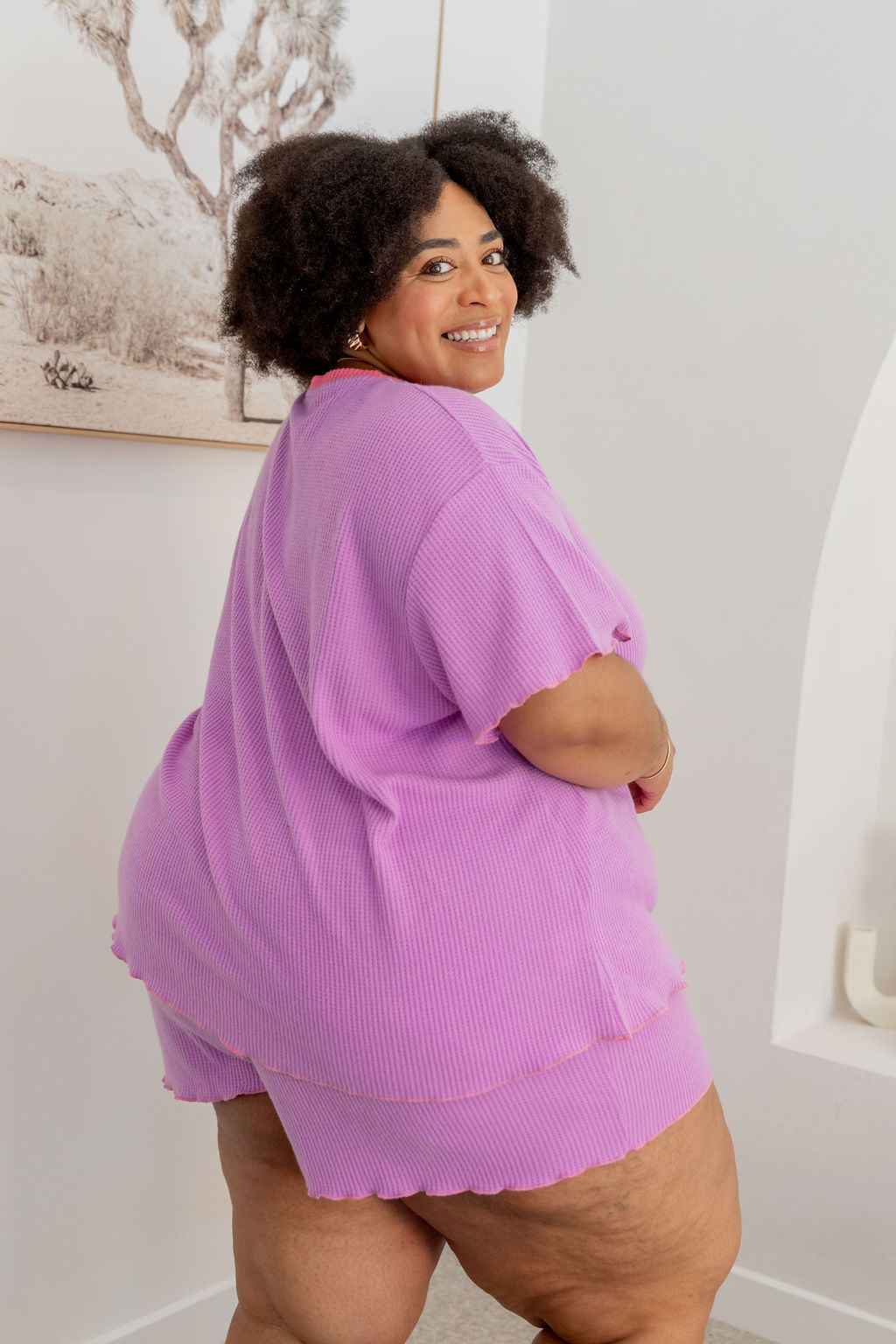 Georgina Waffle Sleepwear Set in Purple