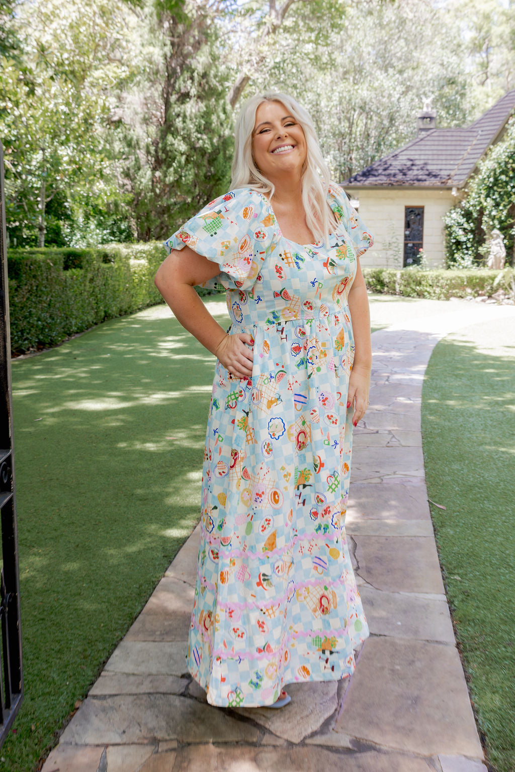 Giovanna Linen Blend Maxi Dress in Picnic