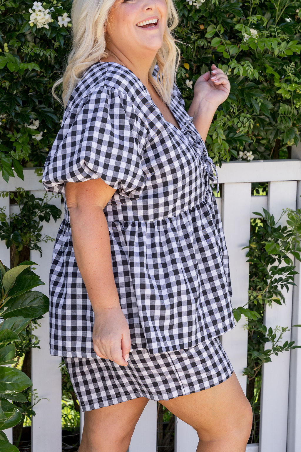 Birdie Top in Black Gingham