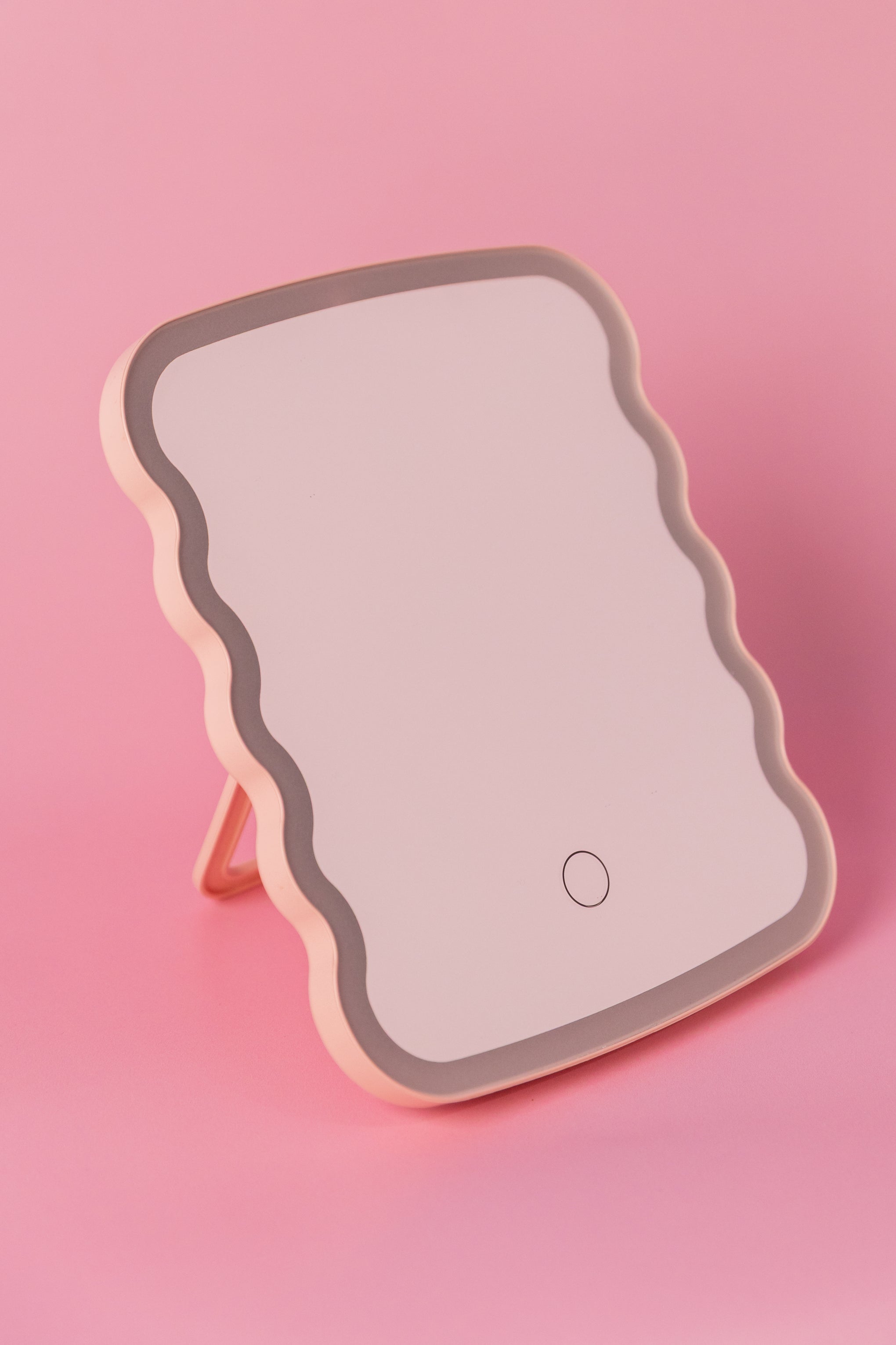 LED Wavy Travel Mirror in Pink