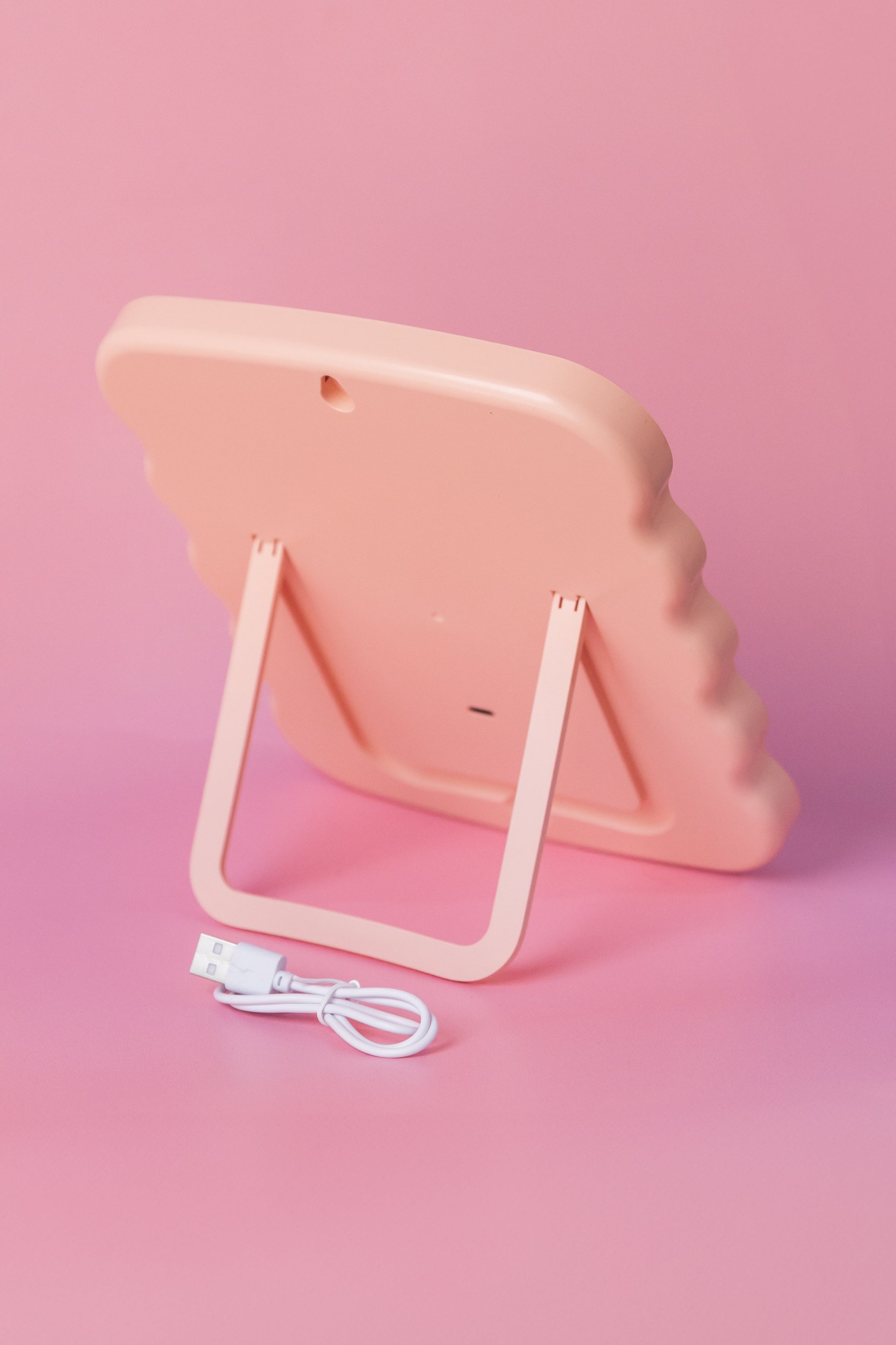 LED Wavy Travel Mirror in Pink