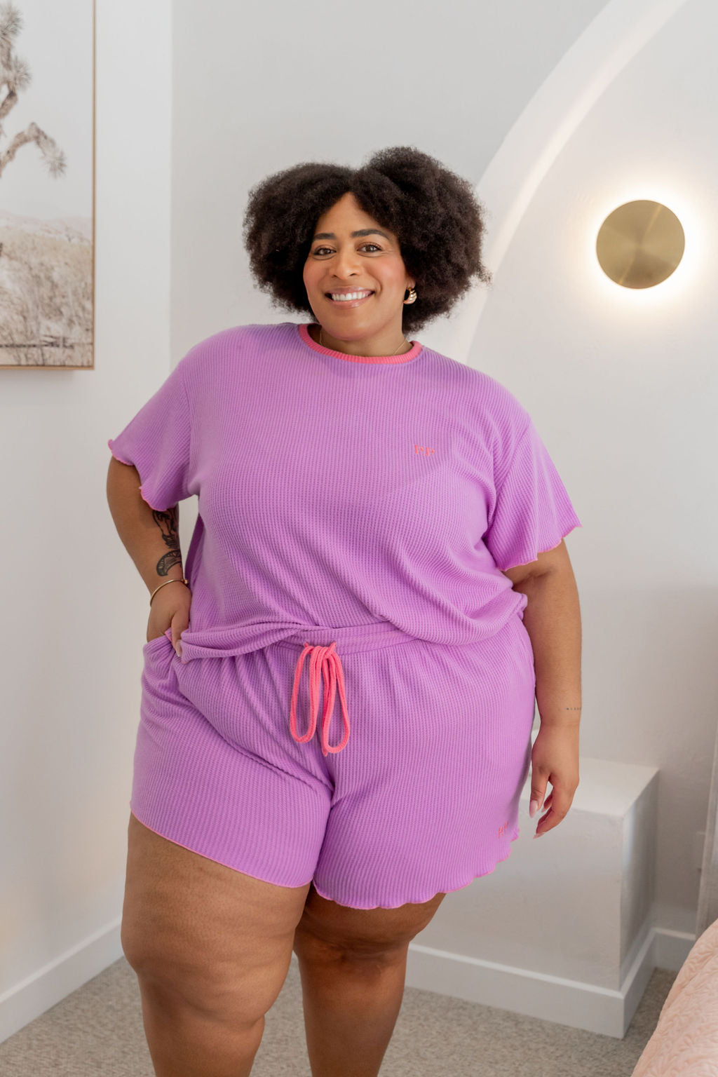 Georgina Waffle Sleepwear Set in Purple